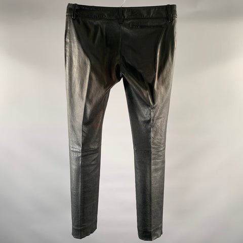 BALENCIAGA Size 8 Black Leather Lambskin Slim Fit Casual Pants