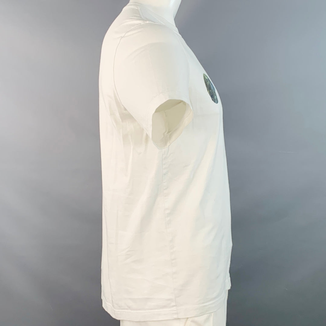 PAUL SMITH Size L White Multi Color Skulls Cotton Crew Neck T-shirt