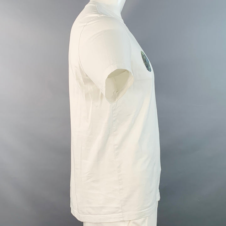 PAUL SMITH Size L White Multi Color Skulls Cotton Crew Neck T-shirt