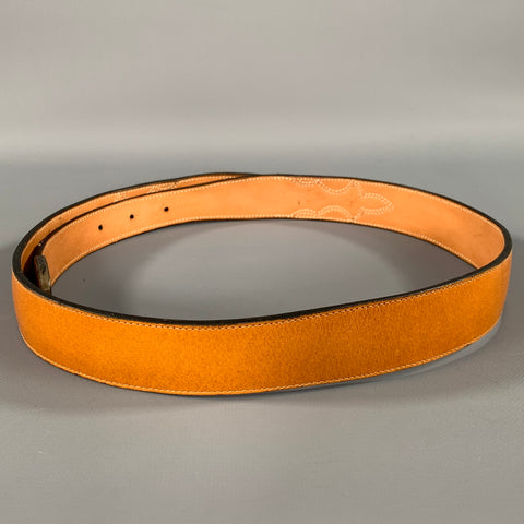 NO BRAND Size 38 Brown Yellow Mixed Fabrics Leather Belt