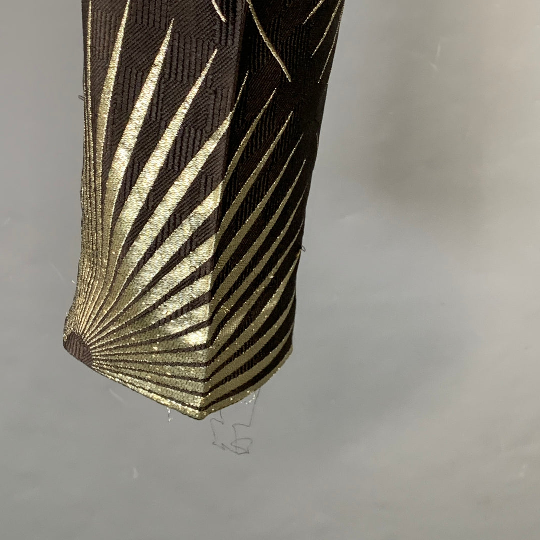 HAIDER ACKERMANN Size 32 Black Gold Jacquard Silk Blend Sunburst Cropped Casual Pants