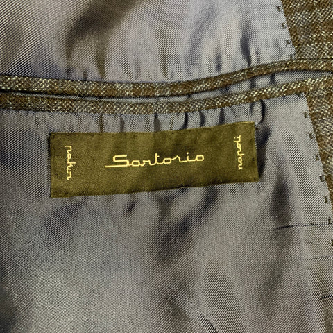 Veste de sport SARTORIO taille 44 en laine, soie et lin à carreaux bleu et noir