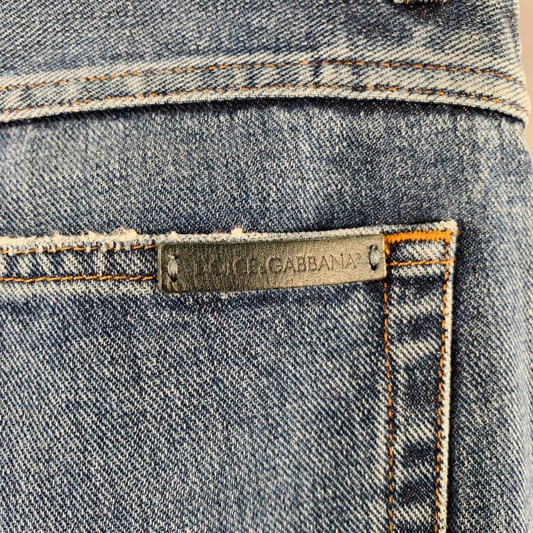 DOLCE & GABBANA Size 32 16 Classic Blue Cotton Relaxed Distressed Jeans