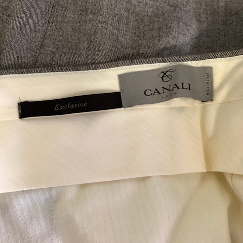 CANALI Size 38 Grey Heather Wool silk Flat Front Dress Pants