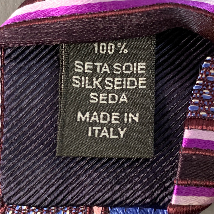 ERMENEGILDO ZEGNA Blue Purple Diagonal Stripe Silk Tie
