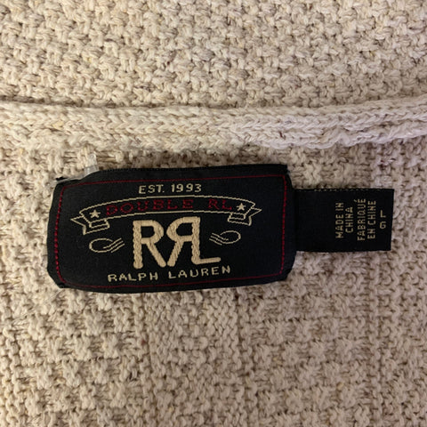 RRL by RALPH LAUREN Size L Cream Knit Cotton Silk Shawl Cardigan