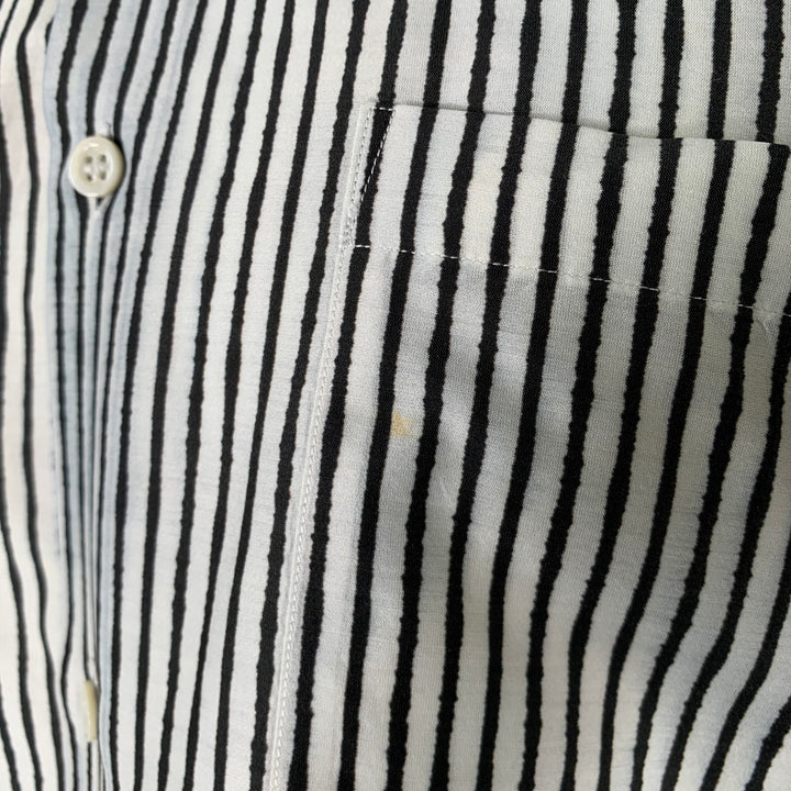 ALEXANDER MCQUEEN Size M White Black Stripe Cotton Silk Long Sleeve Shirt