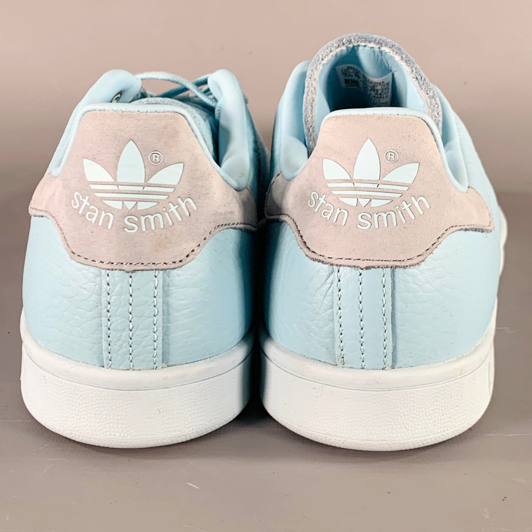 ADIDAS Size 10.5 Light Blue Faux Leather Low Top Sneakers