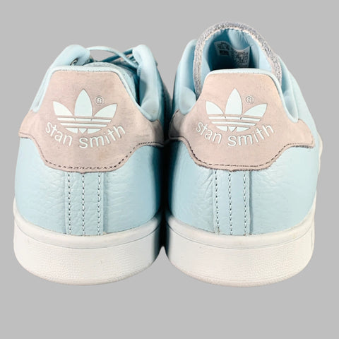 ADIDAS Size 10.5 Light Blue Faux Leather Low Top Sneakers