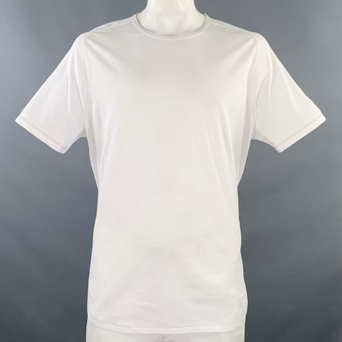 JOHN VARVATOS * États-Unis Taille XXL T-shirt en coton mélangé à surpiqûres contrastantes blanc