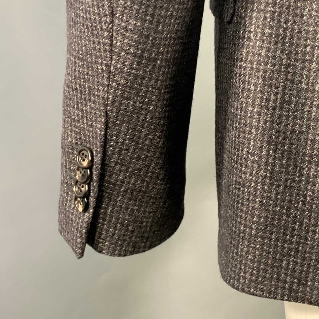 LUIGI BIANCHI Size 40 Regular Grey Charcoal Checkered Notch Lapel Sport Coat