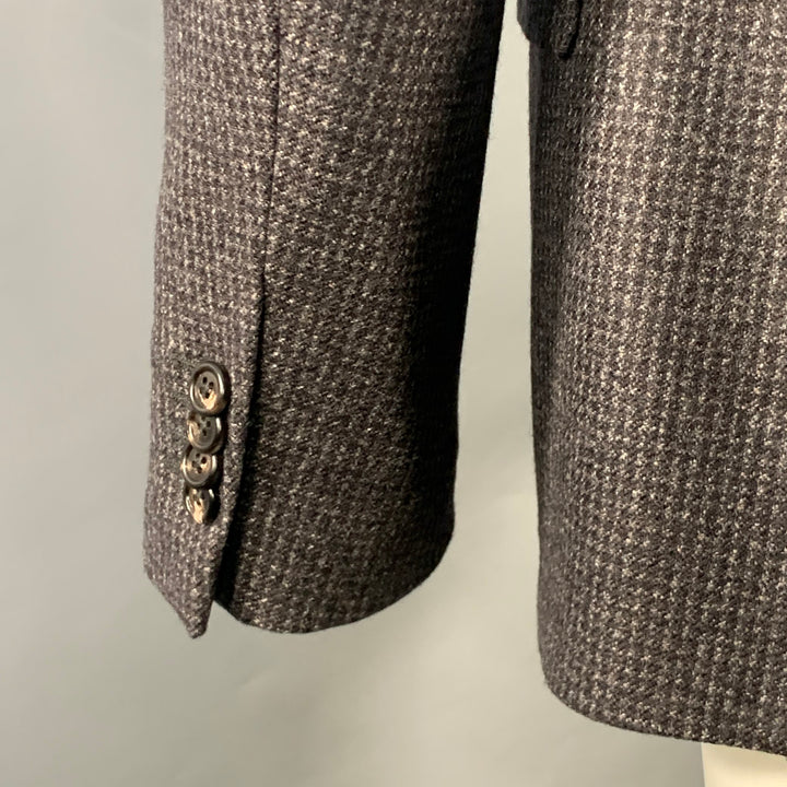 LUIGI BIANCHI Size 40 Regular Grey Charcoal Checkered Notch Lapel Sport Coat