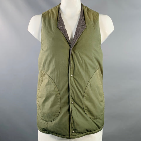 VISVIM Size L Green Black Grey Nylon Cotton Reversible Vest