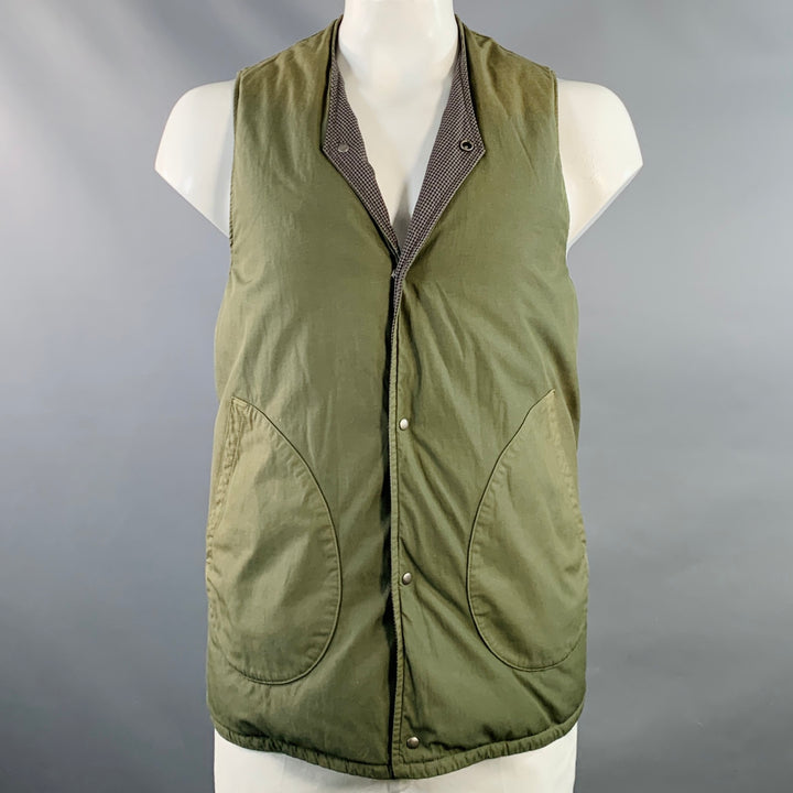 VISVIM Size L Green Black Grey Nylon Cotton Reversible Vest