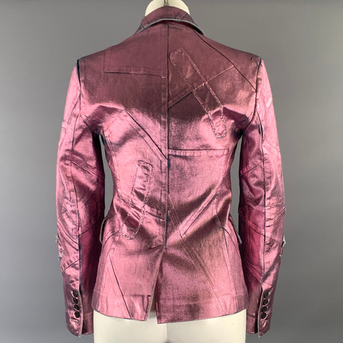 TOM FORD Size XS Pink Denim Metallic Peak Lapel Jacket Indoor Blazer