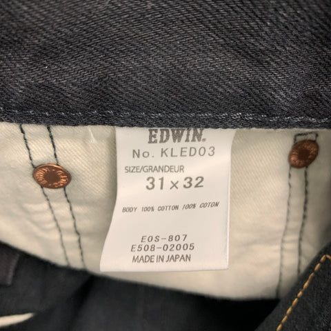 EDWIN Size 31 Runway Black White Patches Zippers Cotton Cropped Jeans
