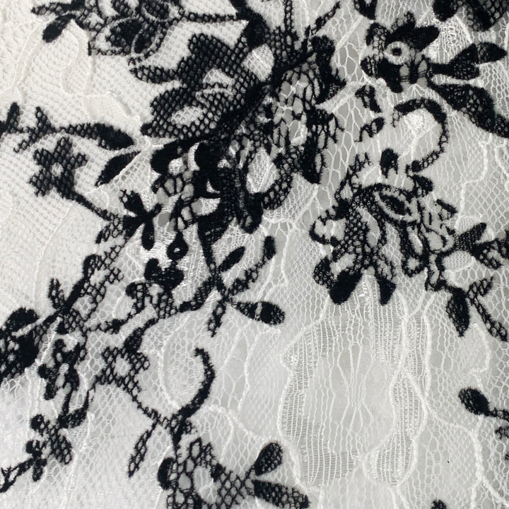 ANNE FONTAINE Size XL Solly White Black Polyamide Lace Burnout Contrast Trim Blouse