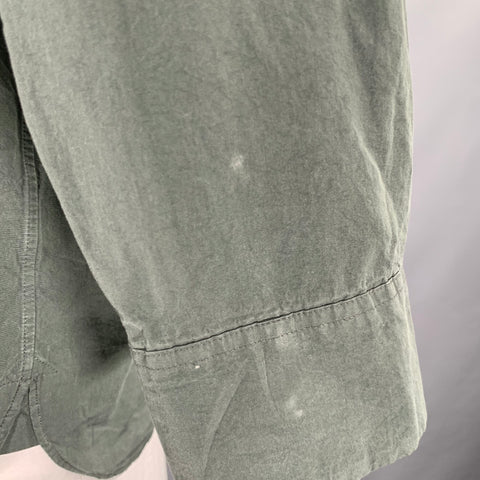 CASEY-CASEY Size L Green Sage Cotton Long Sleeve Shirt