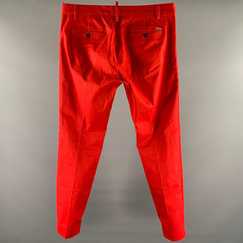 DSQUARED2 Size 34 Red Cotton Elastane Button Fly Pants