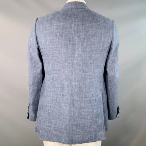 MARK POMERANTZ Size 44 Blue Linen Notch Lapel Sport Coat