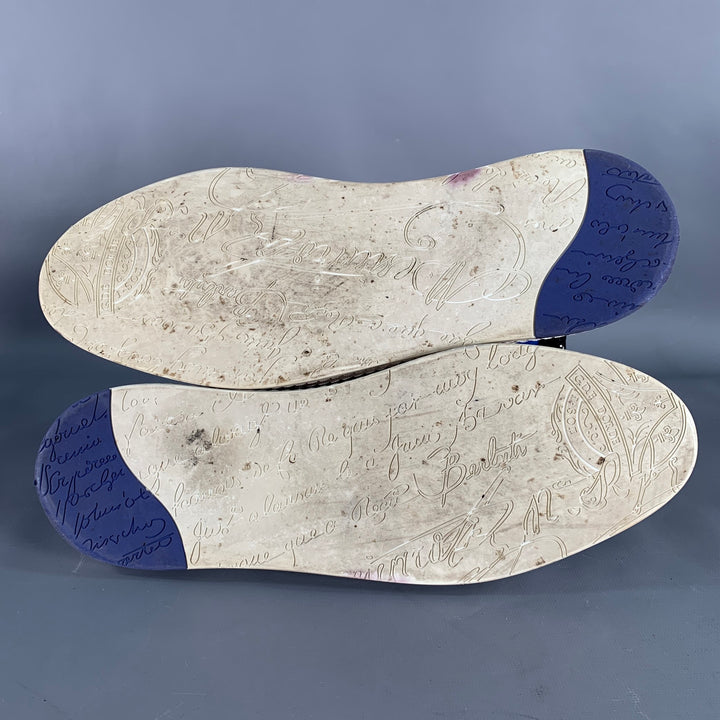 BERLUTI Size 10.5 Blue Suede Ankle Chukka Boots