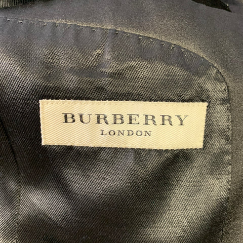 BURBERRY LONDON  Size 36 Black Solid Wool Mohair Notch Lapel 30 33 Tuxedo
