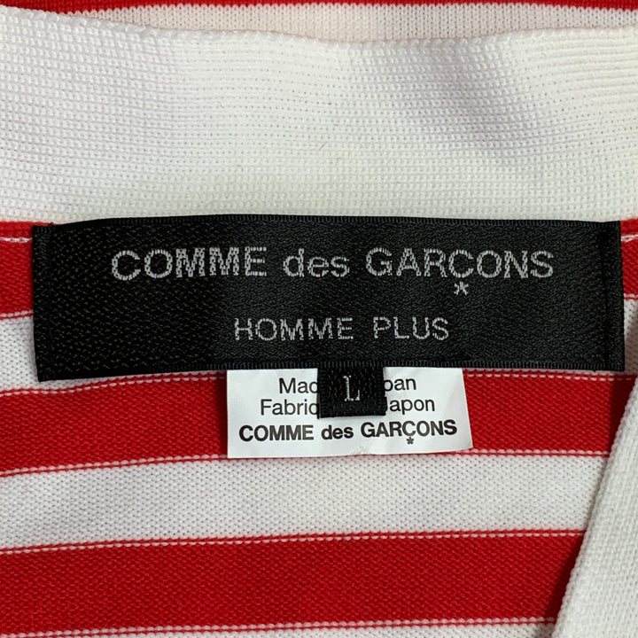 COMME des GARCONS HOMME PLUS Size L Red White Stripe Polyester Cardigan