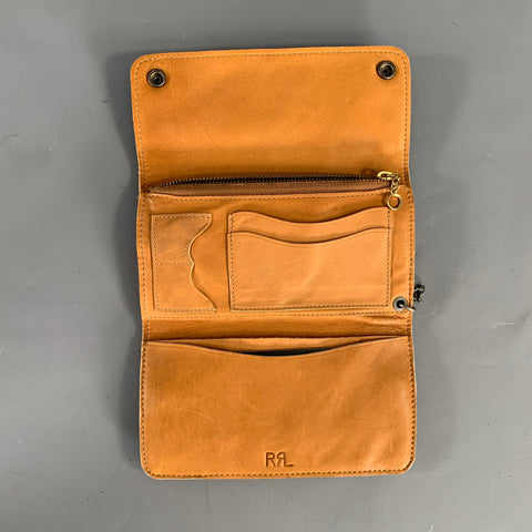 RRL by RALPH LAUREN Brown Contrast Stitch Leather Wallet
