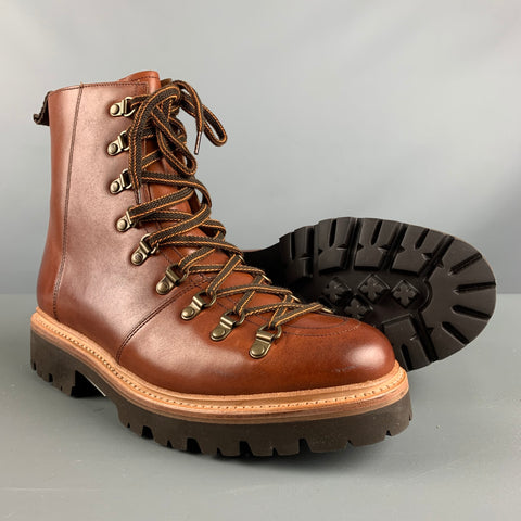 GRENSON Size 7 Brown Leather Lace Up Boots