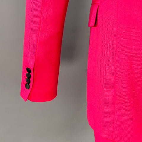 AMI by ALEXANDRE MATTIUSSI Size 36 Fuchsia Pink Black Wool Peak Lapel Suit