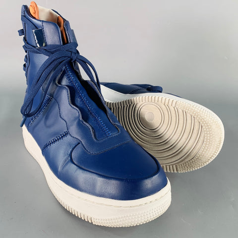 NIKE Size 8.5 Air Force 1 Rebel XX Blue Leather High Top Sneakers