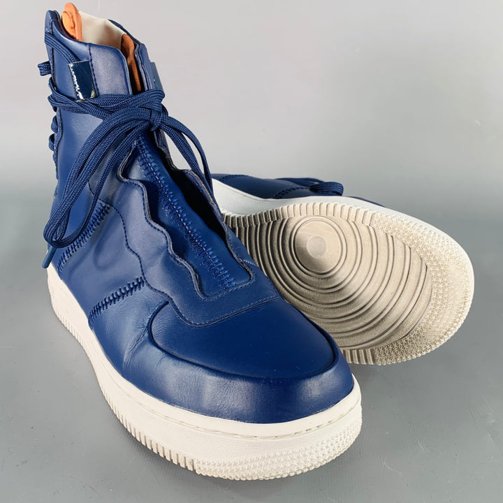 NIKE Size 8.5 Air Force 1 Rebel XX Blue Leather High Top Sneakers