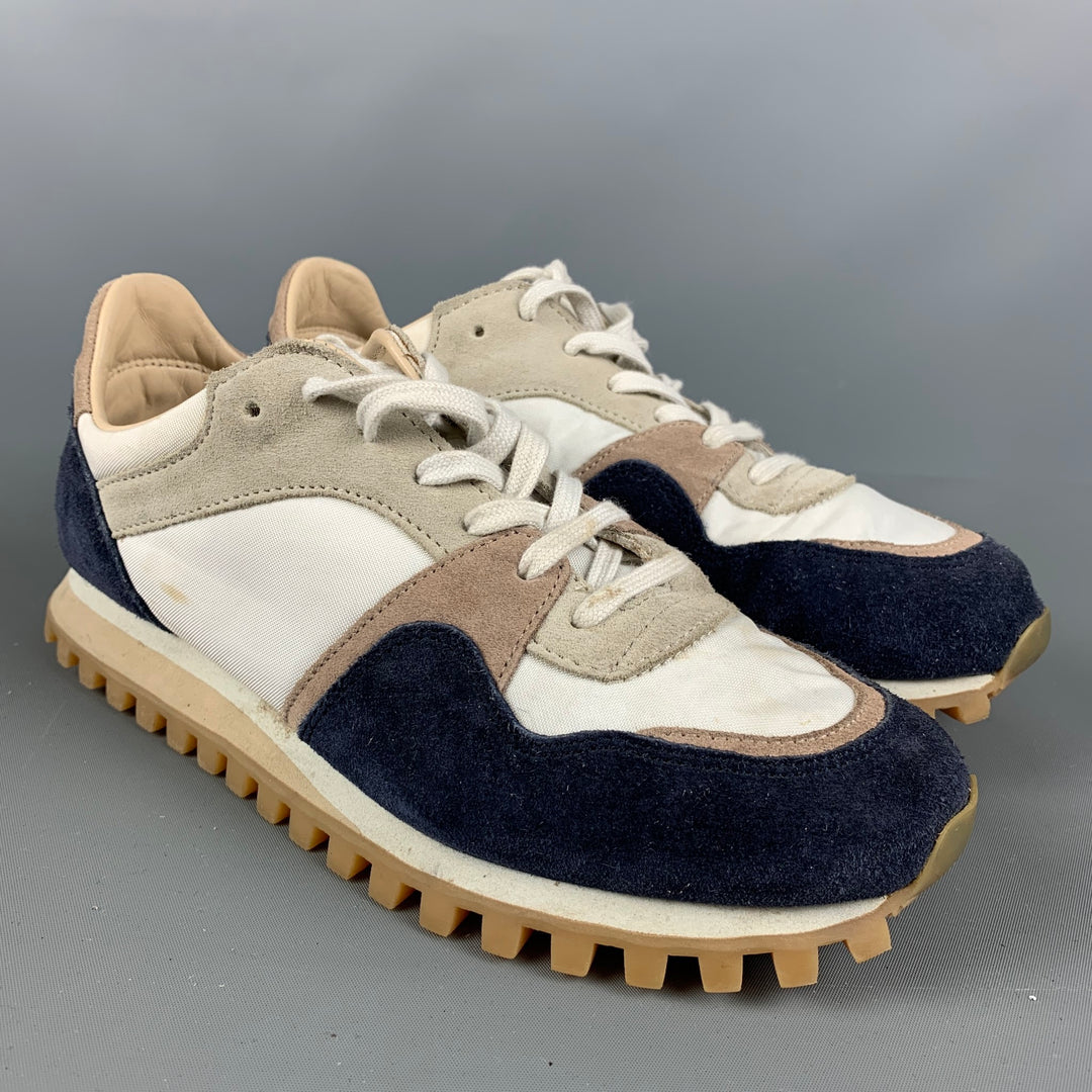 SPALWART Size 7 Blue Cream Nylon Color Block Low Top Sneakers