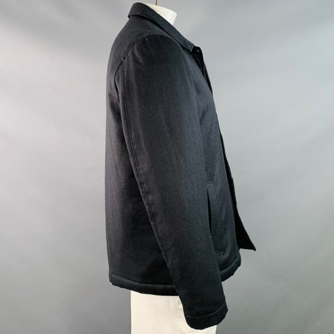 SUNSPEL Size L Grey Charcoal Wool Button Up Coat