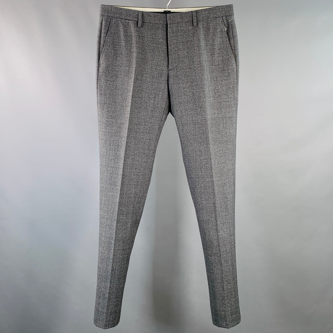 CALVIN KLEIN 205W39NYC Size 36 Grey Blue Grid Wool Flat Front Zip Fly Dress Pants