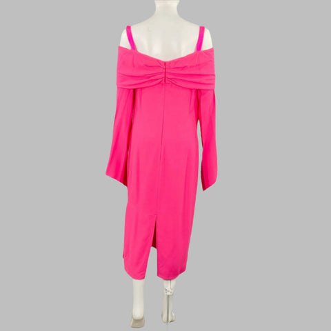 Robe épaules dénudées SIES MARJAN taille 4 en crêpe de viscose et laine rose