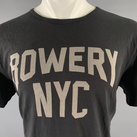 JOHN VARVATOS Size L Black Grey Graphic Cotton Scoop Neck T-shirt