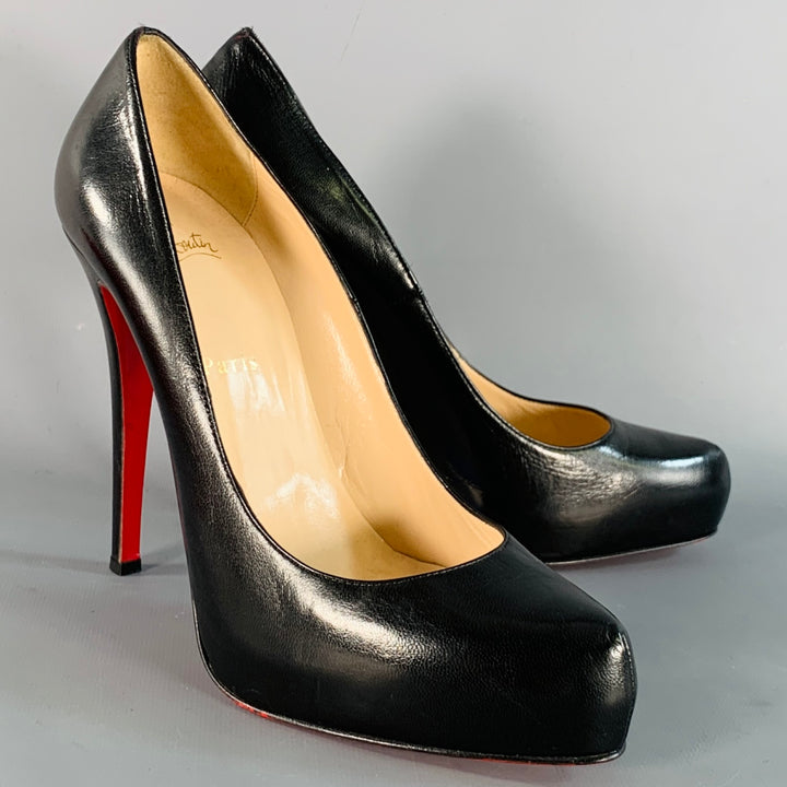 CHRISTIAN LOUBOUTIN Size 10 Rolando Black Leather Hidden Platform Pumps