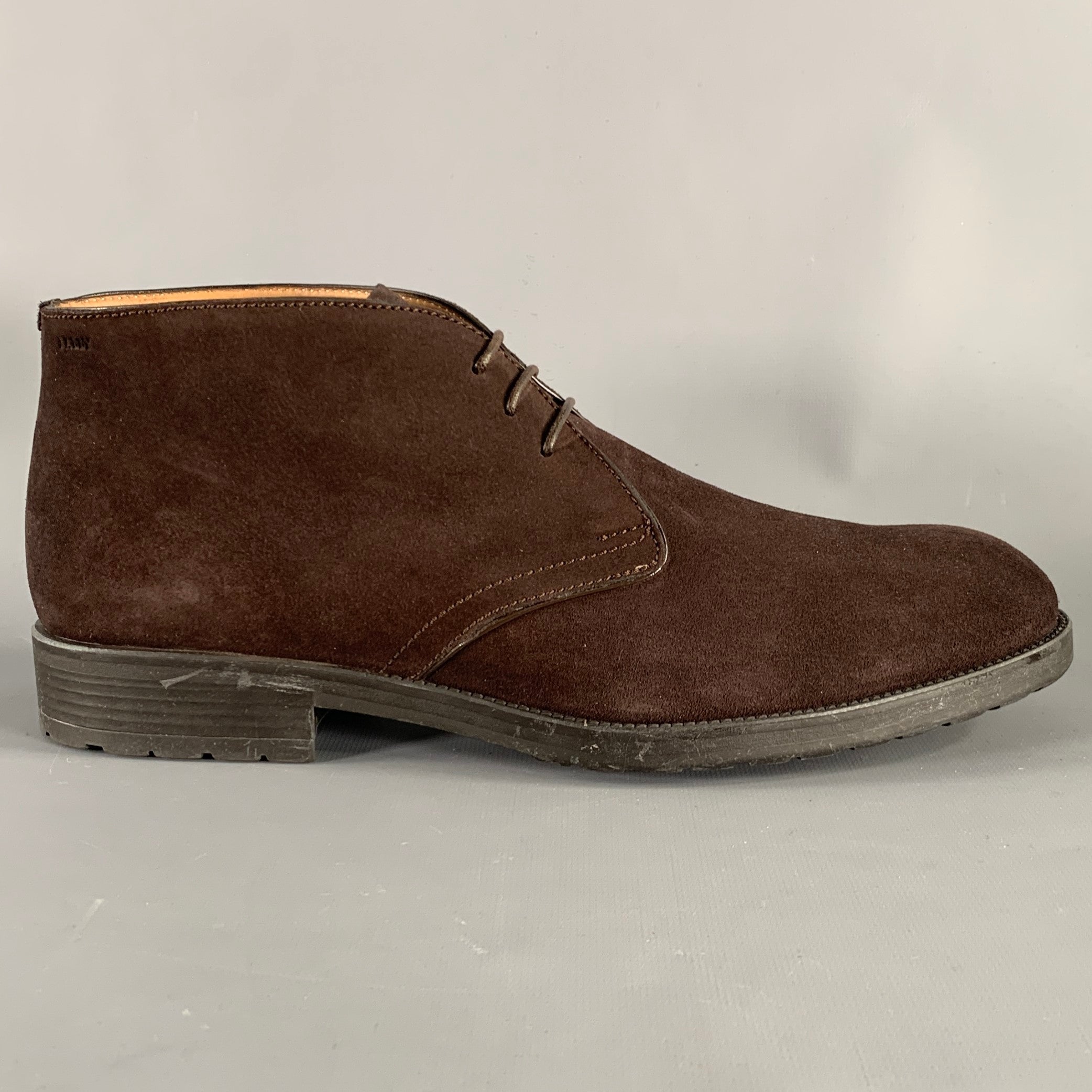 BALLY Size 9.5 Robik Brown Suede Leather Chukka Lace-Up Boots