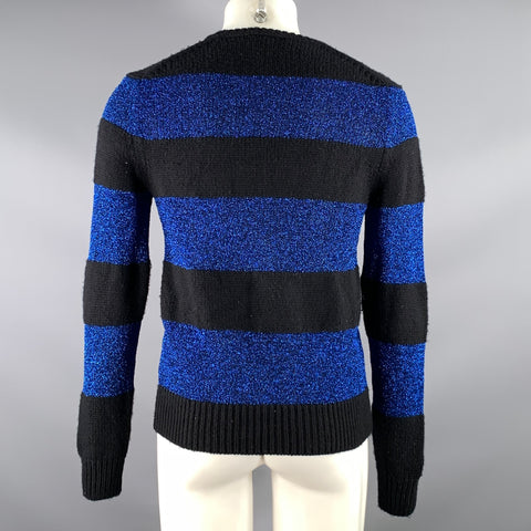 DSQUARED2 Size S Black Cobalt Metallic Wool Blend Pull On Sweater