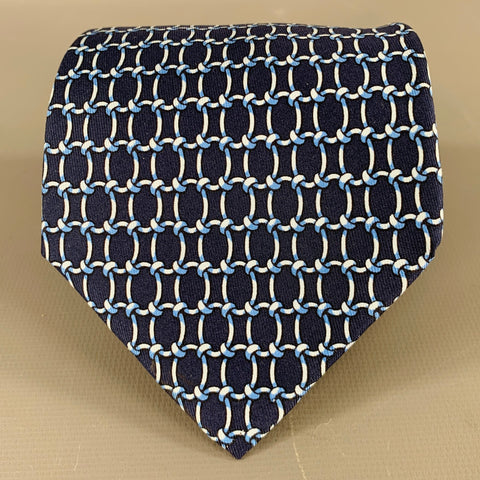 HERMES Navy Blue Knots Silk Tie