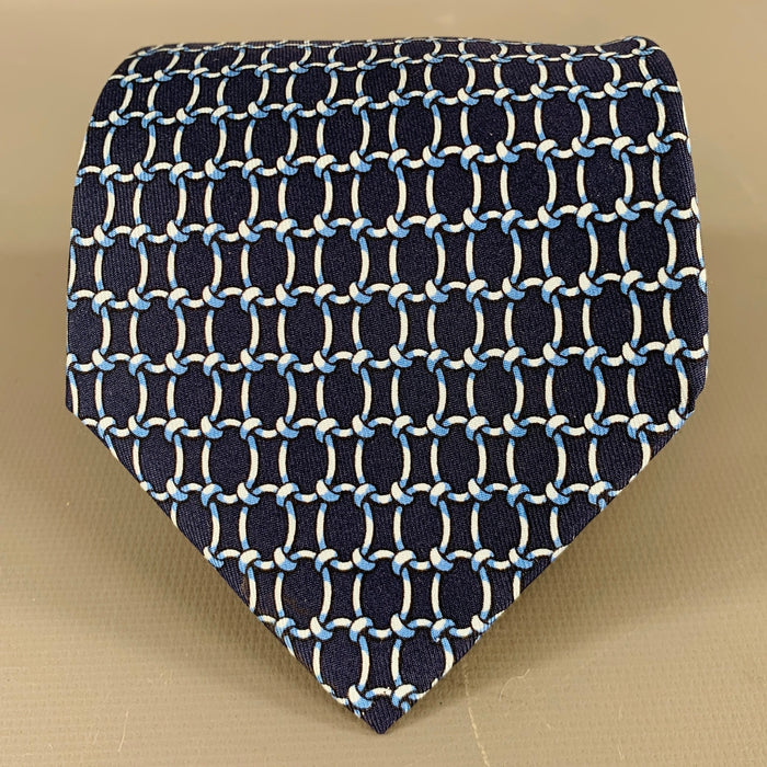HERMES Navy Blue Knots Silk Tie