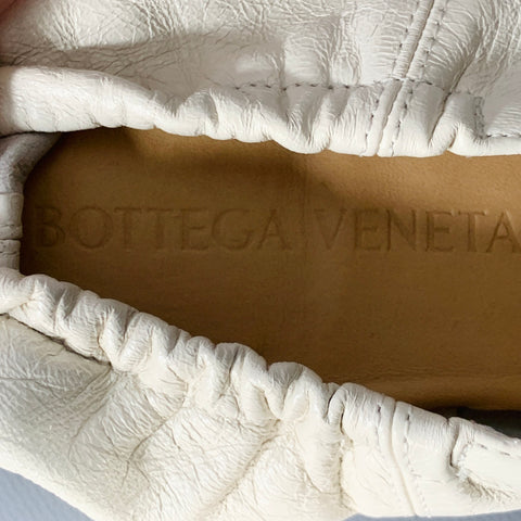 BOTTEGA VENETA Size 12 Crunch Lux Cream Leather Square Toe Flats