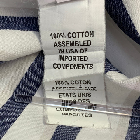 THOM BROWNE Size S White Navy Stripe Cotton One pocket Long Sleeve Shirt