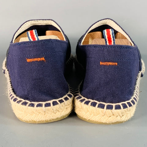 CASTANER Size 11 Navy Black Stripe Canvas Espadrille Slip On Sneakers