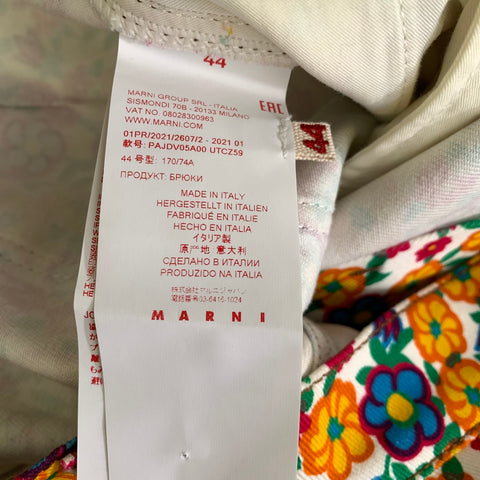 MARNI Size 34 Multi Color Floral Cotton Elastane Zip Fly Casual Pants