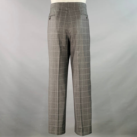 POLO by RALPH LAUREN Size 40 Regular Grey White Checkered Virgin Wool 3 Piece Suit