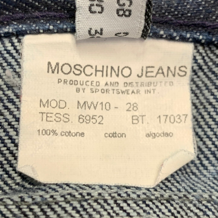 MOSCHINO Size 6 Indigo Purple Denim Twill Floral Straight Jeans