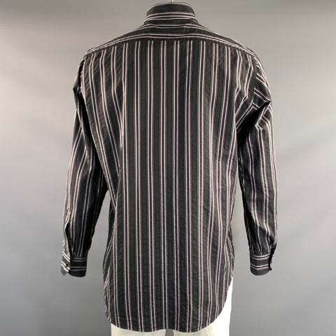 ETRO Size 42 Grey Purple Stripe Button Up Long Sleeve Shirt