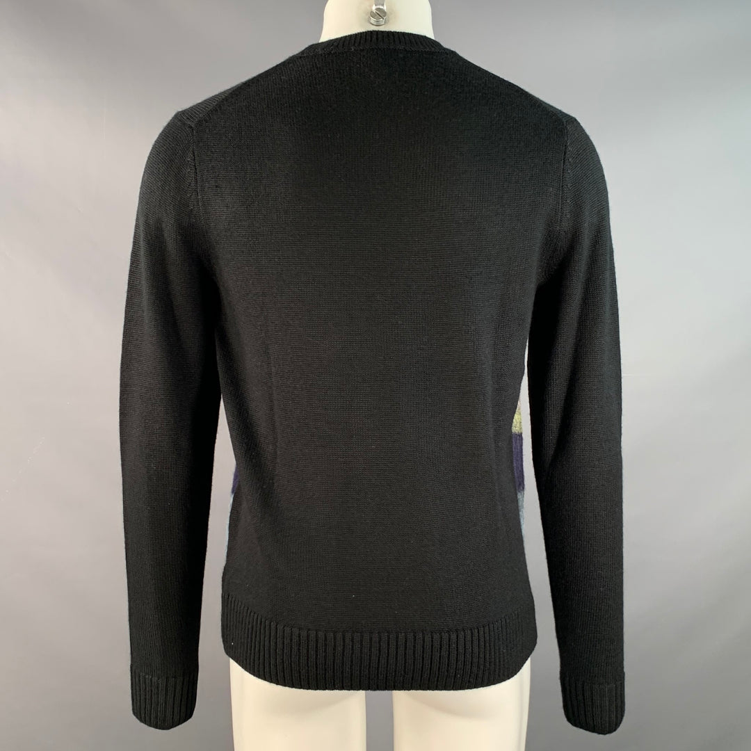 SAKS FIFTH AVENUE Size M Black Blue Yellow Stripe Acrylic Blend Sweater